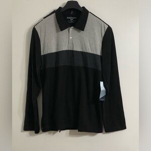 Silverts adaptive men’s shirt long sleeves open back snap buttons black.S/P